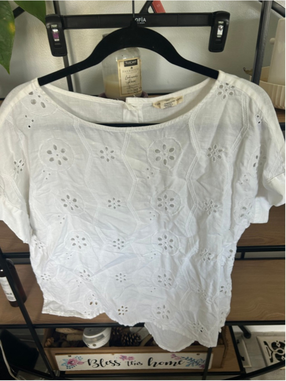 Women's Christian Siriano New York White Eyelet Blouse M